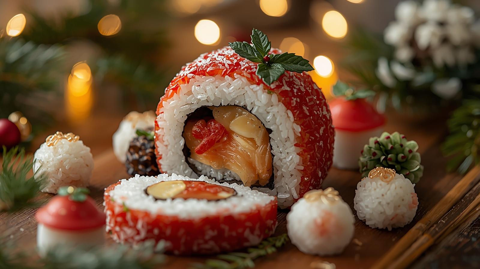 Christmas Rolls🍣 With @sushicez ☃ 🍷